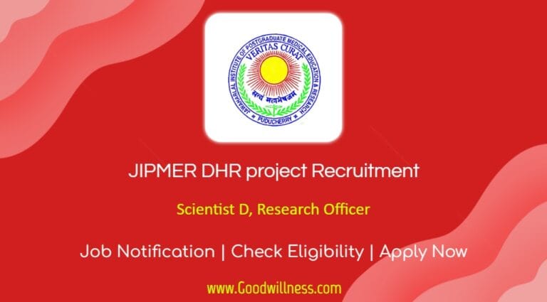 JIPMER DHR Project Recruitment 2024 Apply Now Scientist D Research