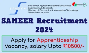 SAMEER Ministry of Electronics and Information Technology Job 2024