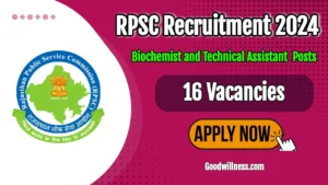 Rajasthan PSC Biochemist Recruitment 2024